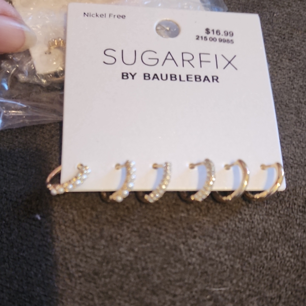 😎Sugarfix by BaubleBar Gold and White Earrings